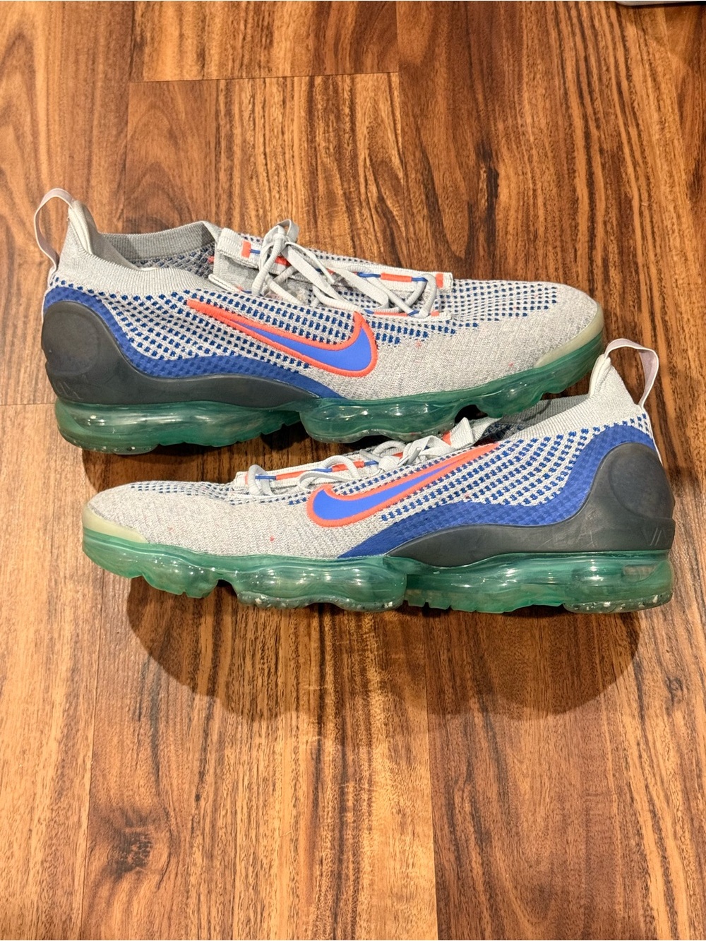 Nike Air VaporMax 2021 Flyknit Wolf Grey Medium Blue Men's Size 12 DQ3974-001